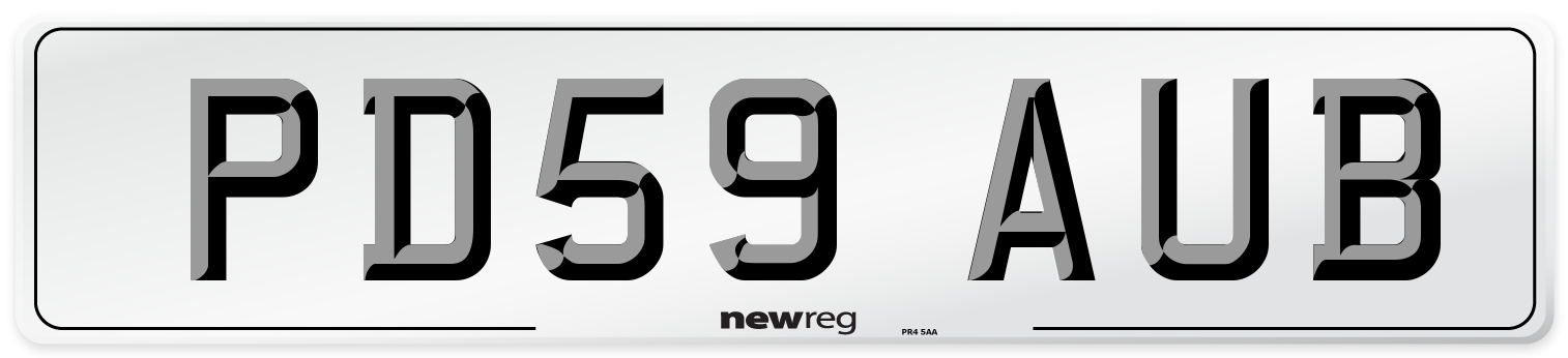 PD59 AUB Number Plate from New Reg